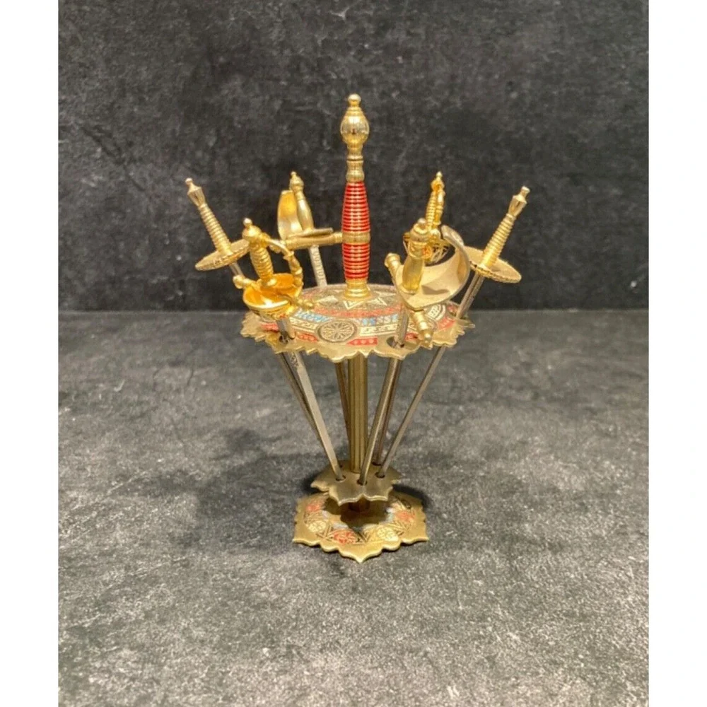 MCM Cocktail Swords Picks Toledo Spain Stand Appetizer  Picks 7-piece set